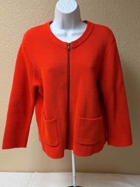 4/$15 LOFT Bright Orange Zip-Front Knit Cardigan